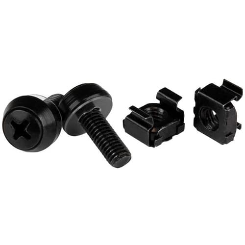 StarTech.com M6 Cage Nuts and Screws - 50 Pack - 12mm Rack Screws and Cage Nuts - Black (CABSCREWM6B) rack screws and nuts