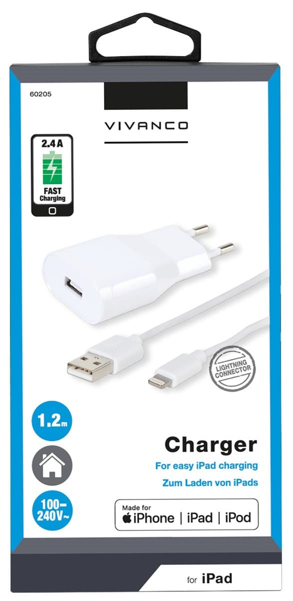 Vivanco charger Lightning 2,4A 1.2m (60205)