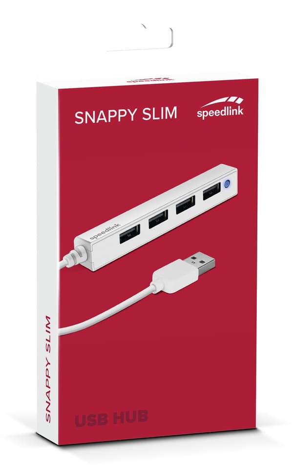 Speedlink USB hub Snappy Slim 4-port USB 2.0 Passive, white (SL-140000-WE)