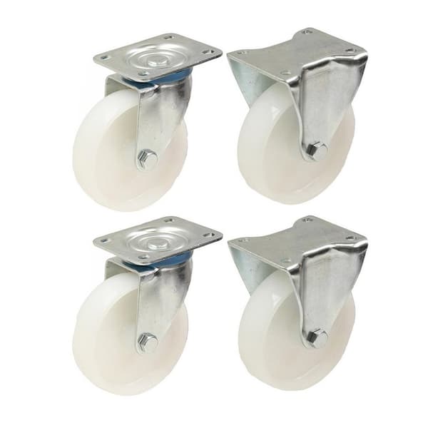 4 - 80 mm 3" tommer nylonhjul - kraftigt drejeligt og fast hjulsæt 120 kg hver