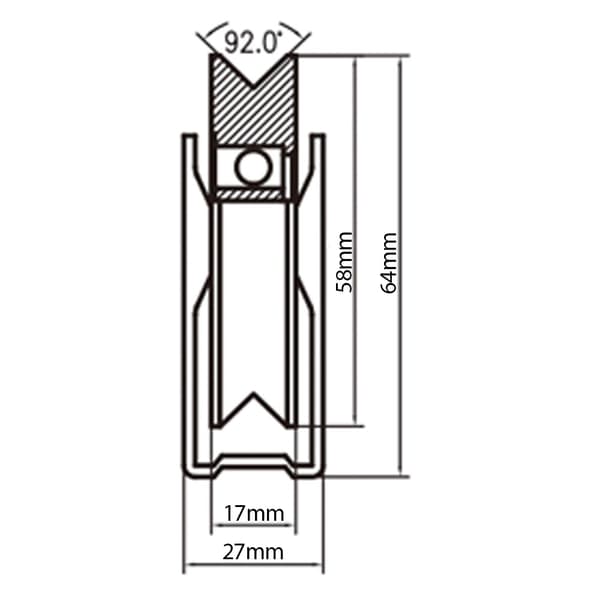 60 mm V-rillehjul i fast beslag