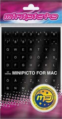 Minipicto keyboard sticker EST KB-MAC-EE01-BLK, black/white