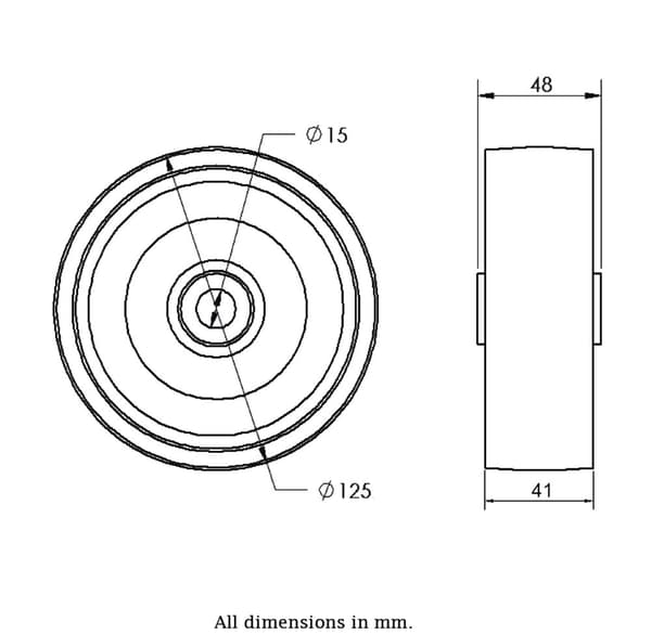 125 mm hjul af støbejern