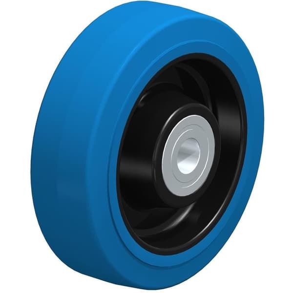 160 mm hjul med blå elastisk gummi på nyloncenter