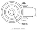 Miniatyrbillede 3 af 6: 100 mm drejeligt hjul med blå elastisk gummi på midterhjul af nylon