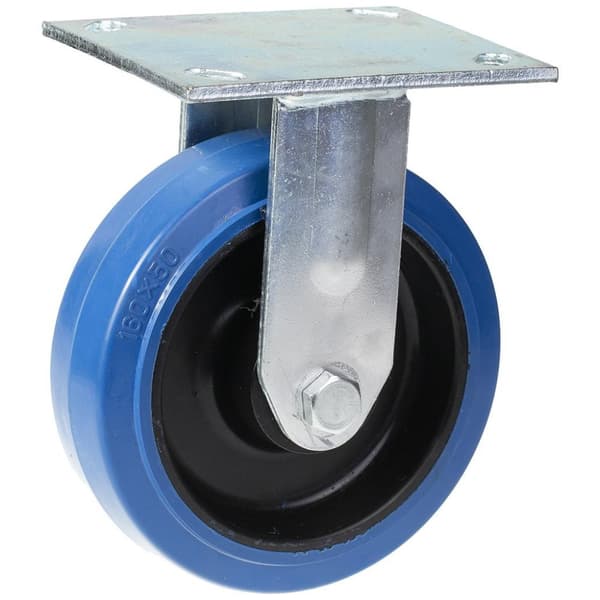 125 mm faste hjul med blå elastisk gummi på midterhjul af nylon