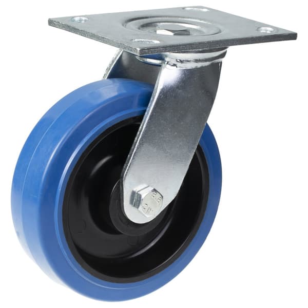 160 mm drejeligt hjul med blå elastisk gummi på midterhjul af nylon