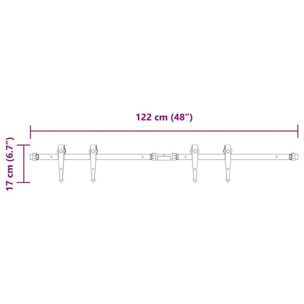 vidaXL Skyvedørsett for skap 122 cm karbonstål