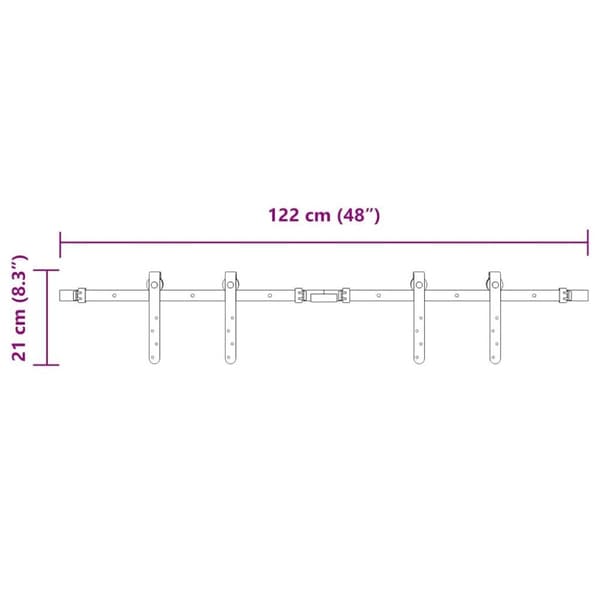 vidaXL Skjutdörrsbeslag 122 cm kolstål