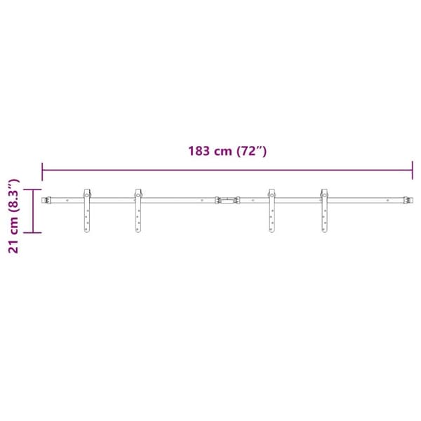vidaXL Skyvedørsett for skap 183 cm karbonstål