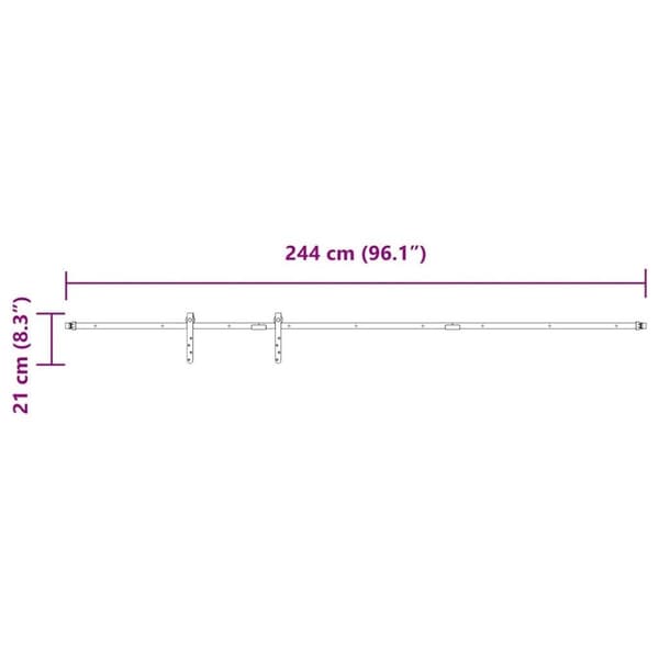 vidaXL Skyvedørsett for skap 244 cm karbonstål