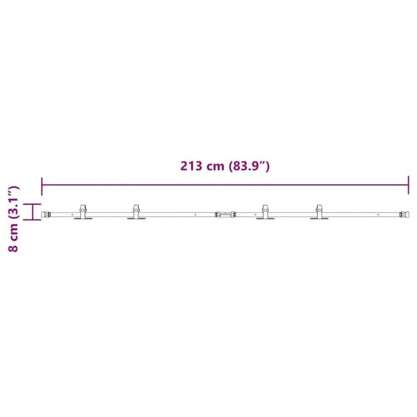vidaXL Skjutdörrsbeslag för skåp 213 cm kolstål