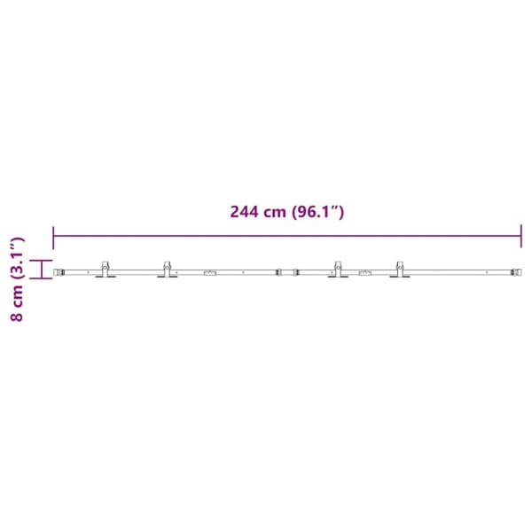 vidaXL Skyvedørsett for skap 244 cm karbonstål