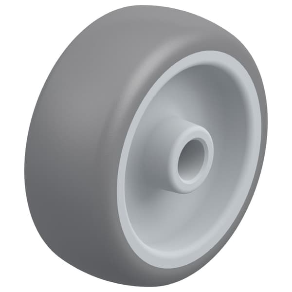 80 mm hjul med grå TPR-gummi på polypropylencenter