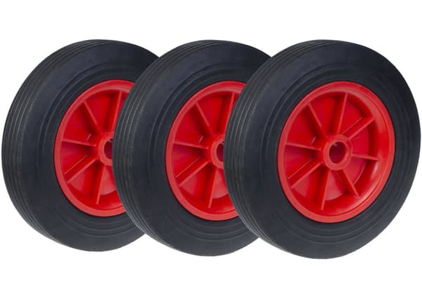 250mm 10" tum gummihjul tvättmaskin generator 1 tum borrning 250 kg (uppsättning av 3)