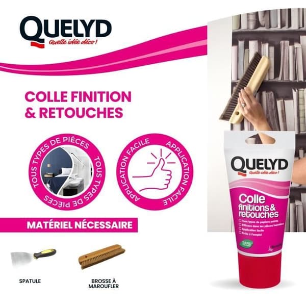 Koll för tapetanslutningar - QUELYD - 100 g - Tub med fin kanyl - Utmärkt vidhäftning - Praktisk