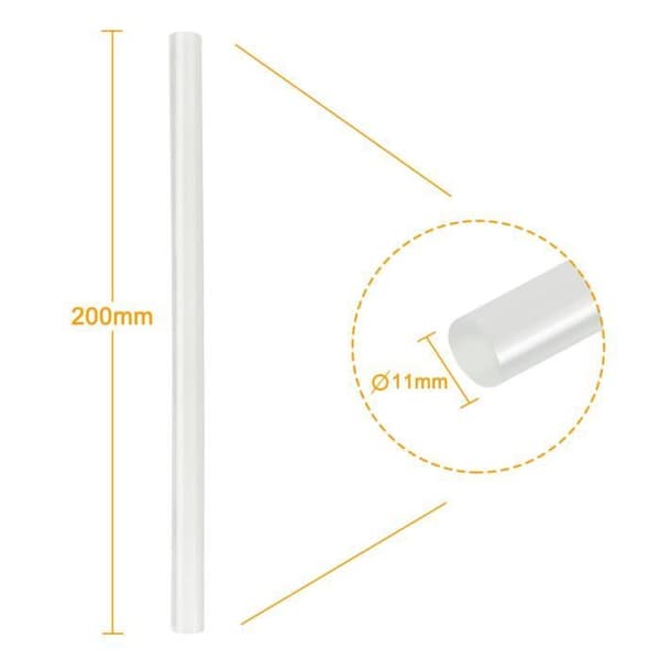XMTECH 200PCS limstift för limpistol, 11 mm x 100 mm limstift för limning och dekoration och gör-det-själv, transparent