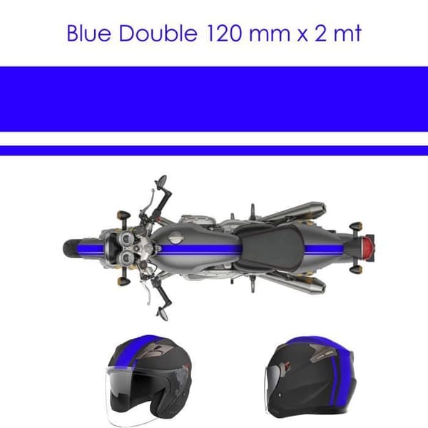 Racing Tejp för motorcyklar, dubbel, blå, 120 mm x 2 mt
