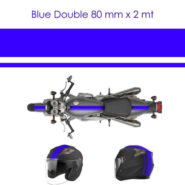 Racing Tejp för motorcyklar, dubbel, blå, 80 mm x 2 mt