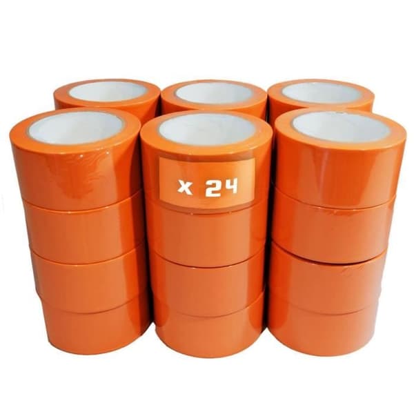 TECPLAST orange PVC-tejp - Set med 24 rullar 50mm x 33m - Stark vidhäftning och ökat motstånd