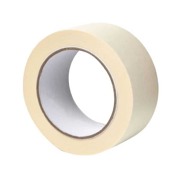 X2 HÄFTANDE CREPE PAPPER MASKERINGSTEJP - SKYDD AV YTOR UNDER MÅLNING INREDNINGSARBETE - 50MM X 50M - BEIGE