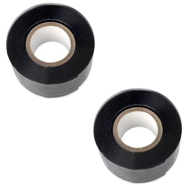 X2 Isolerande och självsamlande silikonreparationstejp, tätar läckor, töjbar och vattentät - Svart - 3m x 25mm