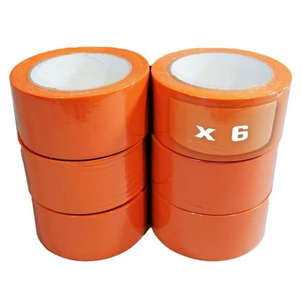 PVC-tejp - TECPLAST - Orange - 50 mm x 33 m - Set med 6 rullar - Stark vidhäftning