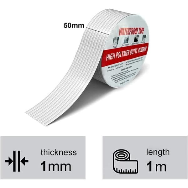 Vattentät Butylgummi Aluminiumfolie Tejp Längd 1M Bredd 5Cm Reparationstejp för kanaltakränna[J6098]
