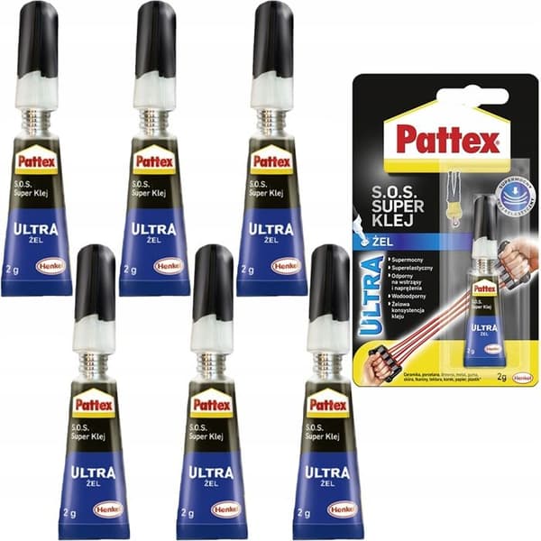 6x Pattex S.O.S. Glue Power Gel 2g Instant