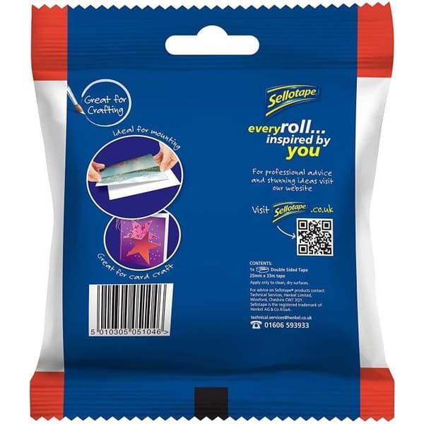 Sellotape dubbelhäftande tejp 25 mm x 33 m - 1447052