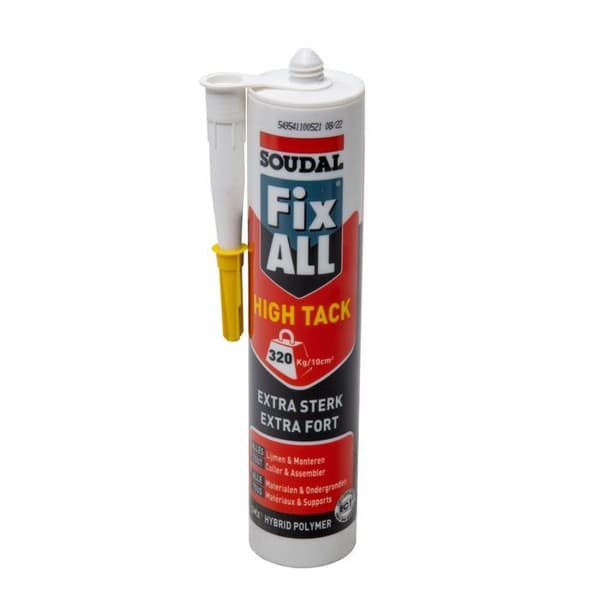 Självhäftande spackel - SOUDAL - Fix All High Tack - 290ml - Vit - Elastisk och UV-beständig