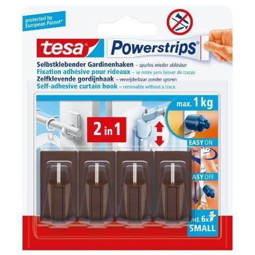 Gardinfästen - Tesa - 58047-00002-00 - Brun - Paket om 4 - Multifunktion