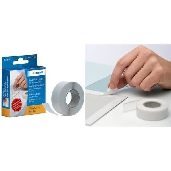 Dubbelhäftande tejp - HERMA - 16 mm x 12 m - Självhäftande - Flera användningsområden - Vit