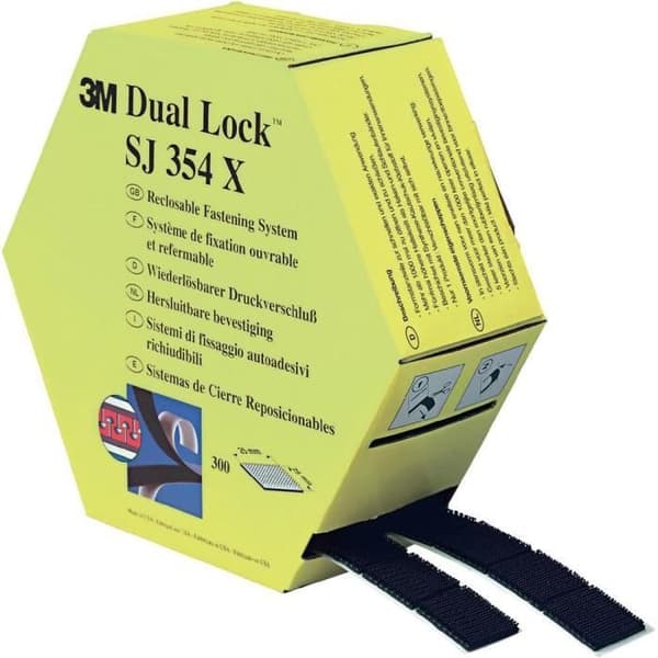 Självhäftande kardborrefäste - 3M - SJ 354 X DT - 7,5 m x 25 mm - Svart