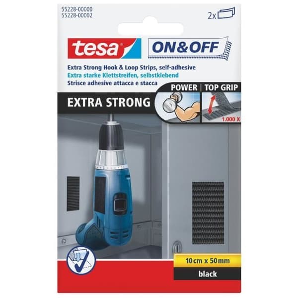 TESA Extra starka remsor 0,1 m x 50 mm - Svart - 2 st