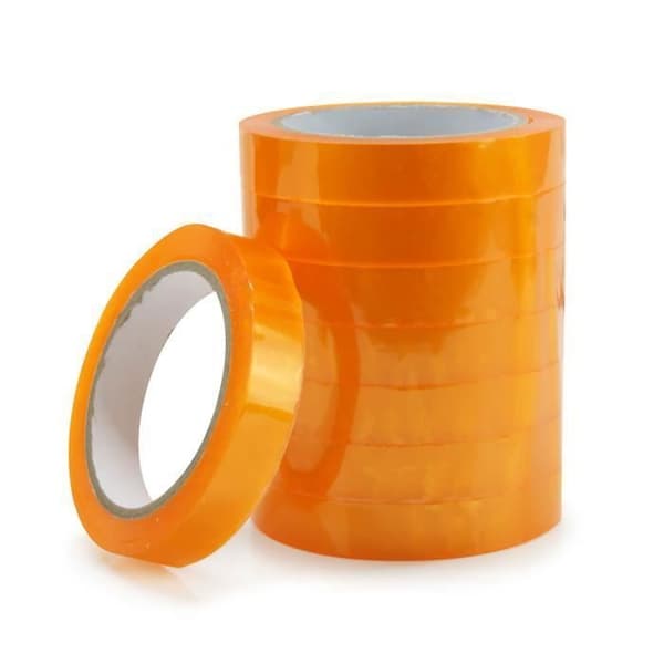 Förpackning 8 Orange tonade transparenta kontorstejp WAYTEX 930906 bredd 19 mm rulle på 66m Tjocklek 50 mikron