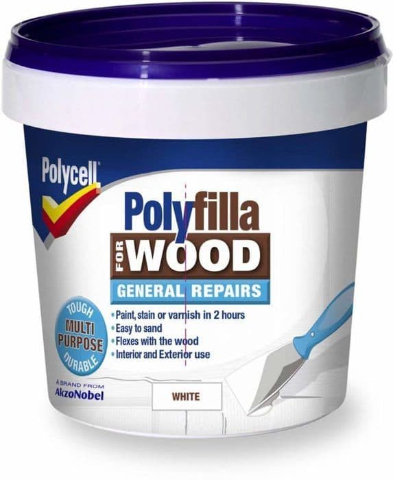 Polycell - 5207197 - Polyfilla Tub för trä Sammanställd, reparerar, 380 g, vit (Förpackning med 6)
