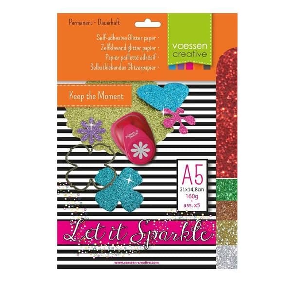 Carabelle Studio Set med 4 st glitterpapper 160 g A5, Kartong, Flerfärgad, 21 x 15 x 0,5 cm - 2111-104