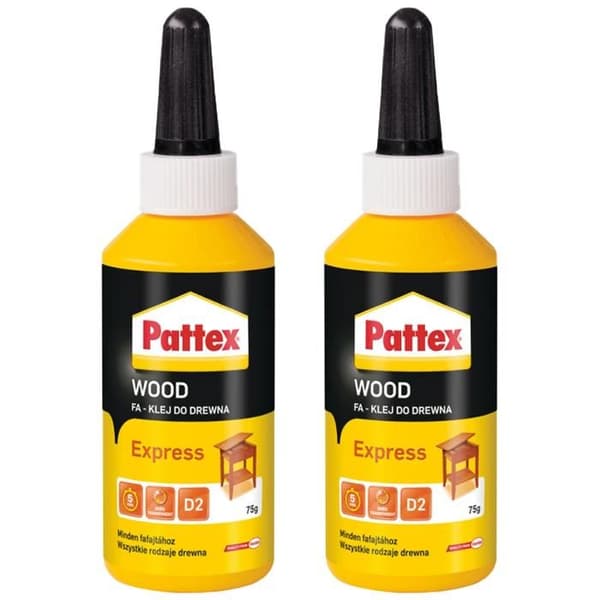 Trälim - PATTEX - Express - Pack om 2 - 75g per tub - Snabbtorkande, färglös