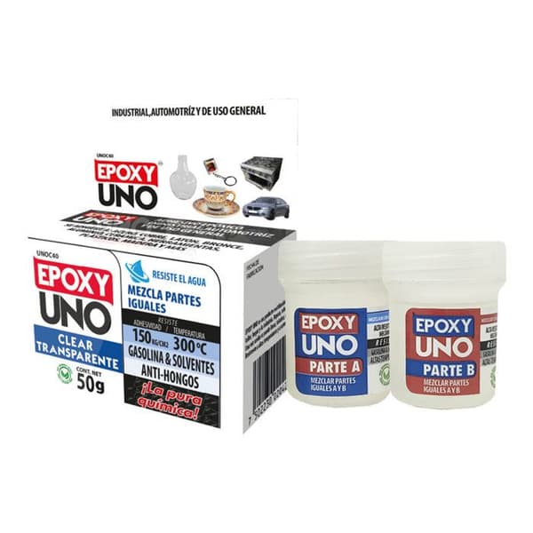 Tvåkomponents epoxi lim - Unoc40 - Fusion Epoxy Black Label - Färglös - 50 g - Vattentålig