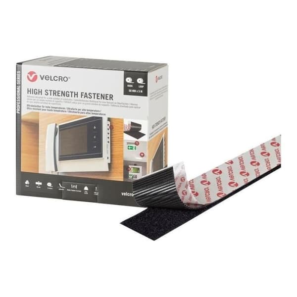 Högpresterande fäste - VELCRO® - 20mm x 5m - Svart - Självhäftande - Mångsidig användning