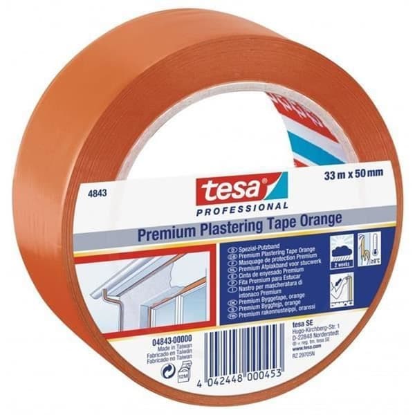 Lim tape - Tesa - 4843 - 33 m x 50 mm - Orange - Rivet PVC motståndskraftig mot rivningar