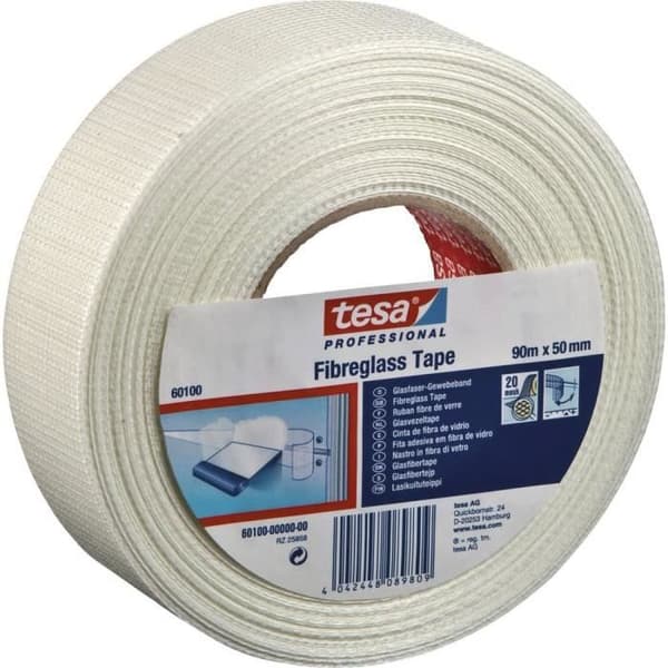 Tyghäftande tejp - TESA - 60101-00001-00 - 45 m x 50 mm - Akryl - Vit