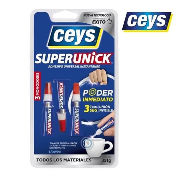 Ögonblicklig lim - SUPERUNICK - 3x1g - Transparent - Mångsidig - Omedelbar styrka