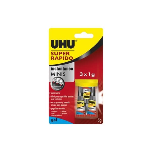 Colle Gel - Uhu - Super Snabb Minis - 3x1g - Ren applicering - Extra stark - Förpackning med 3 tuber