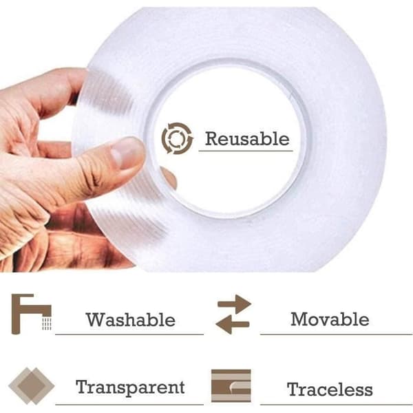 Dubbelhäftande tejp - MTEVOTX - Transparent nanotejp - 30 mm x 3M - Tvättbar - Multifunktionell