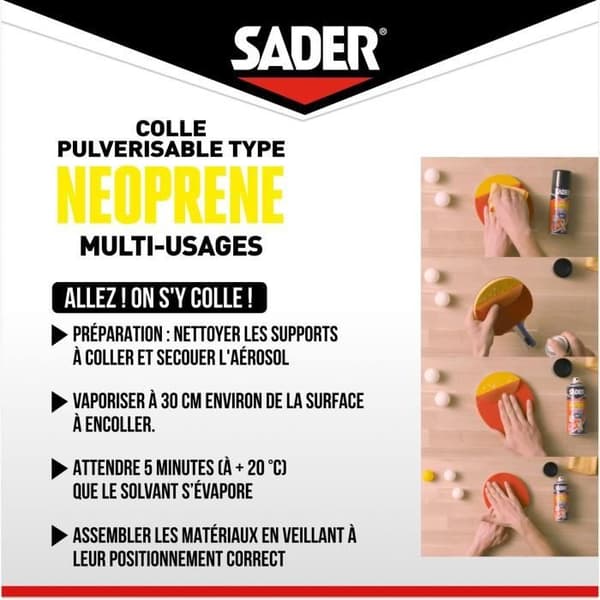Spray lim för aerosoler - SADER - 500 ml - Neopren - Omedelbar bindning - Multi-underlag
