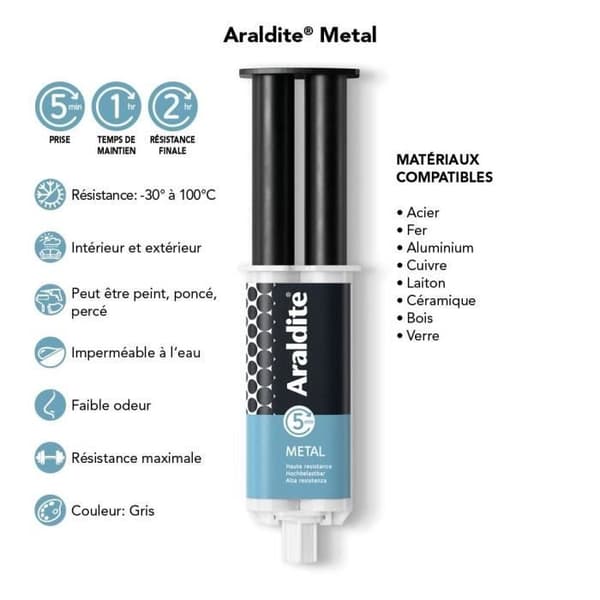 Tvåkomponents epoxylim - ARALDITE - 24 ml - Specialmetaller - Hög hållfasthet - Beständig reparation
