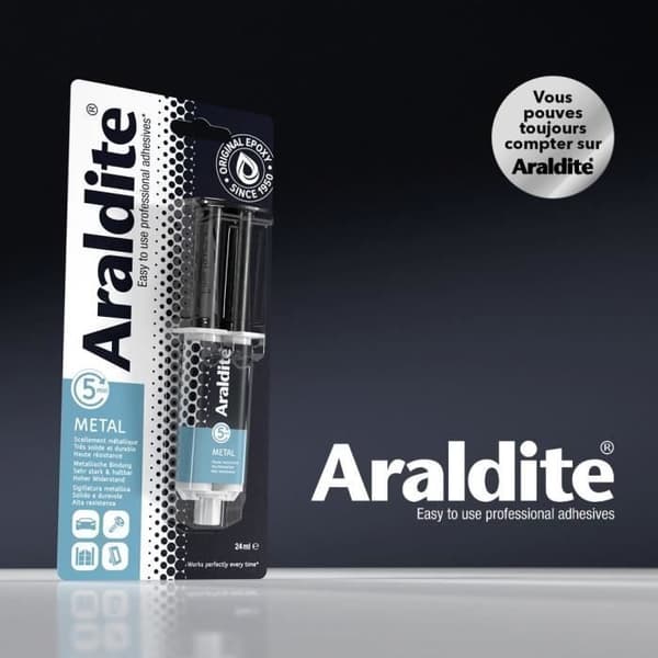 Tvåkomponents epoxylim - ARALDITE - 24 ml - Specialmetaller - Hög hållfasthet - Beständig reparation