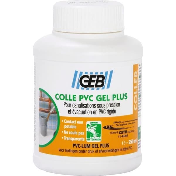 Gel plus PVC-lim - GEB - 250 mL - PVC-rörmontering - Speciellt dricksvatten - THF-fritt